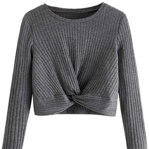 SHEIN Girls Ribbed Knit Twist Hem Tee